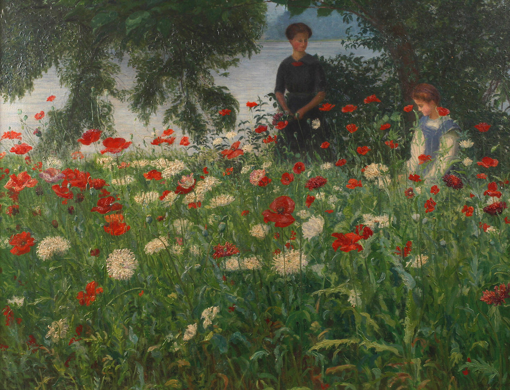 Ida Kupelwieser, attr., "Wiese mit Mohn"
