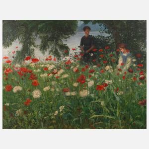 Ida Kupelwieser, attr., "Wiese mit Mohn"