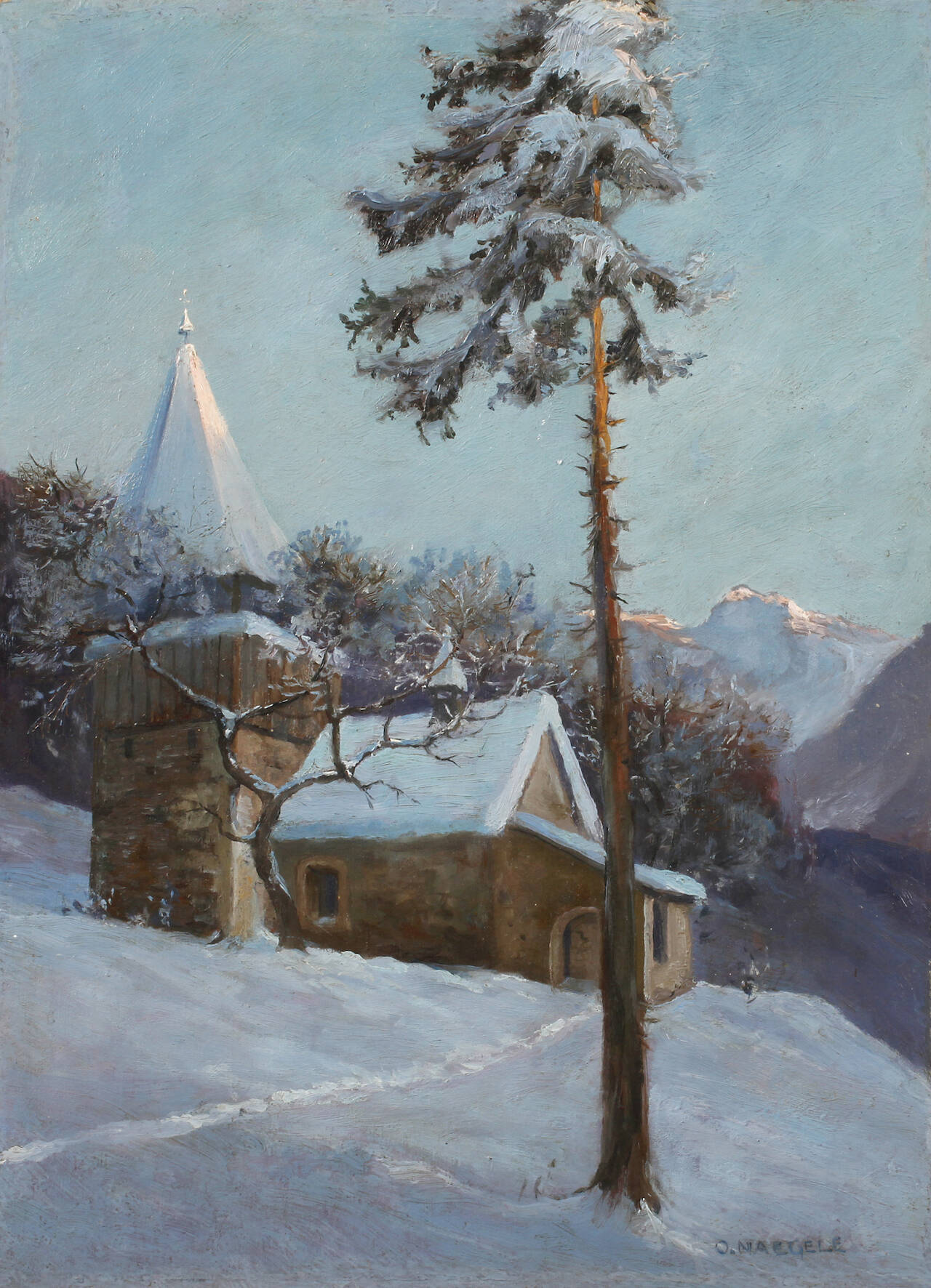 Otto Ludwig Naegele, Winterabend im Gebirge