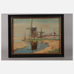 Prof. August Trümper, Landschaft mit Windmühlen