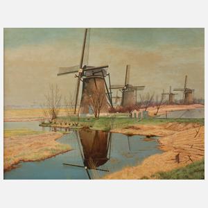 Prof. August Trümper, Landschaft mit Windmühlen