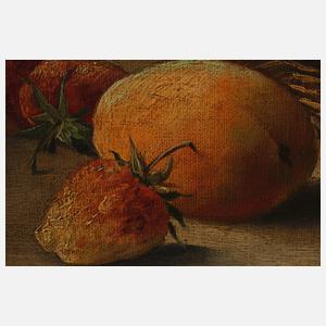 G. Wilhelm, Stillleben mit Aprikosen und Erdbeeren