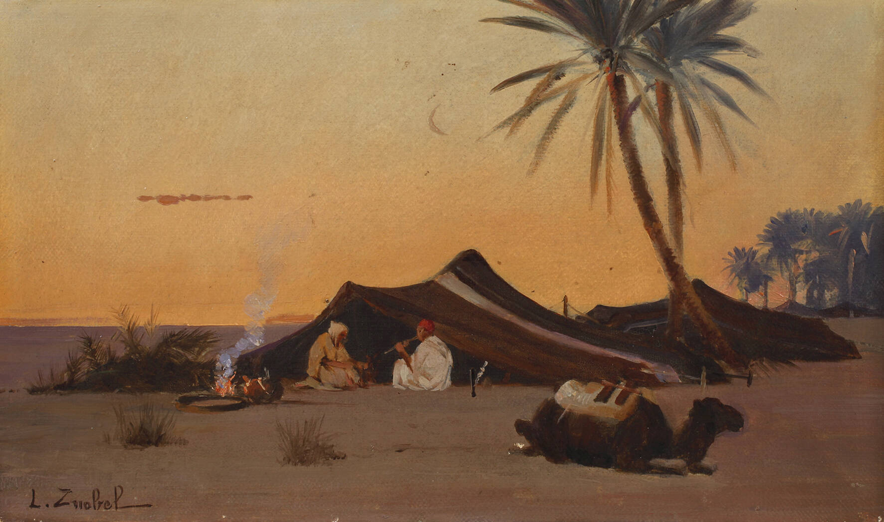 L. Znobel, Nachtlager in der Wüste