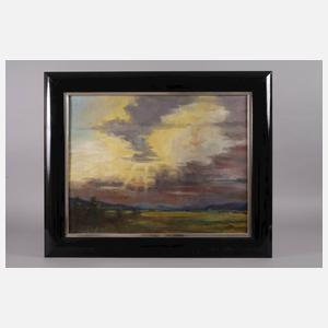 Landschaft mit durchbrechender Sonne