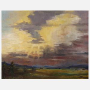 Landschaft mit durchbrechender Sonne