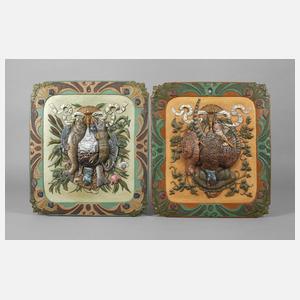 Paar jagdliche Wandreliefs