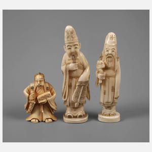 Drei Elfenbeinschnitzereien