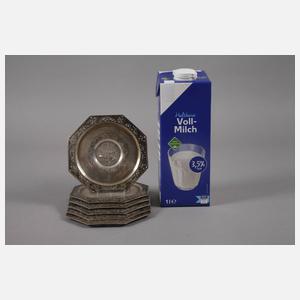 Sechs Untersetzer Silber