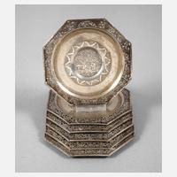 Sechs Untersetzer Silber111