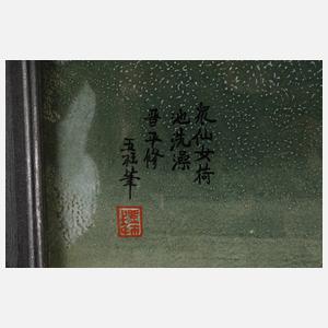 Sechs Hinterglasmalereien China