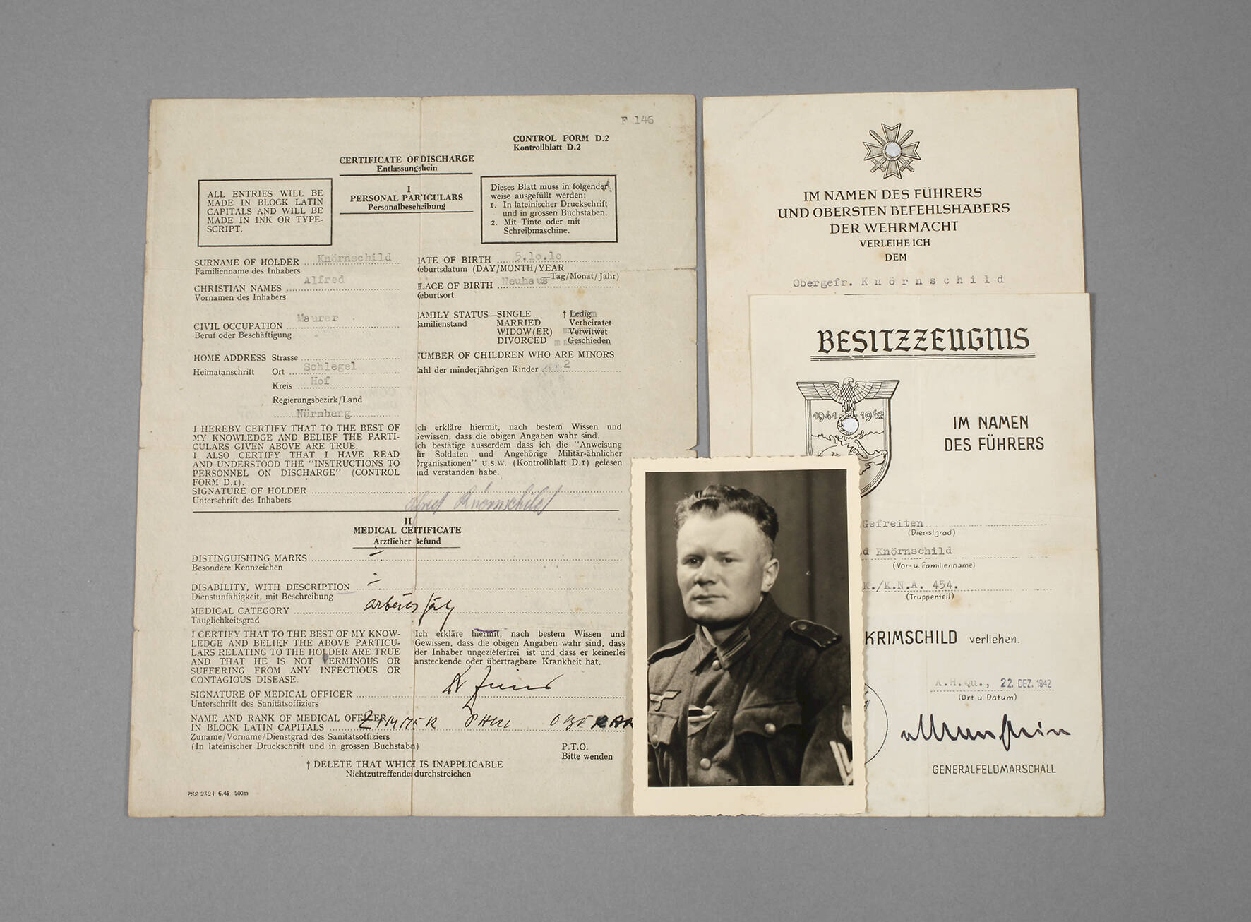 Konvolut Urkunden 2. Weltkrieg