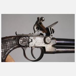 Steinschlosspistole mit zweifachem Lauf