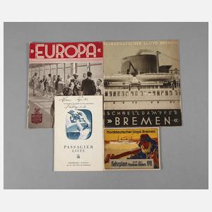 Vier Prospekte Norddeutscher Lloyd Bremen