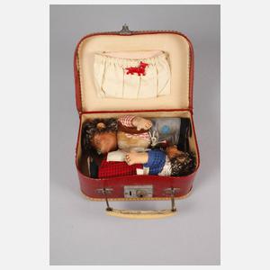 Steiff "Mecki" und "Micki" mit Kinderkoffer