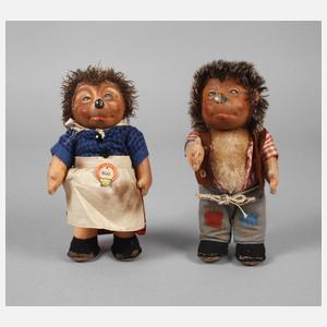 Steiff "Mecki" und "Micki" mit Kinderkoffer