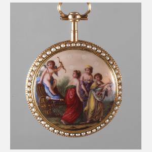 Feine Spindeltaschenuhr Gold