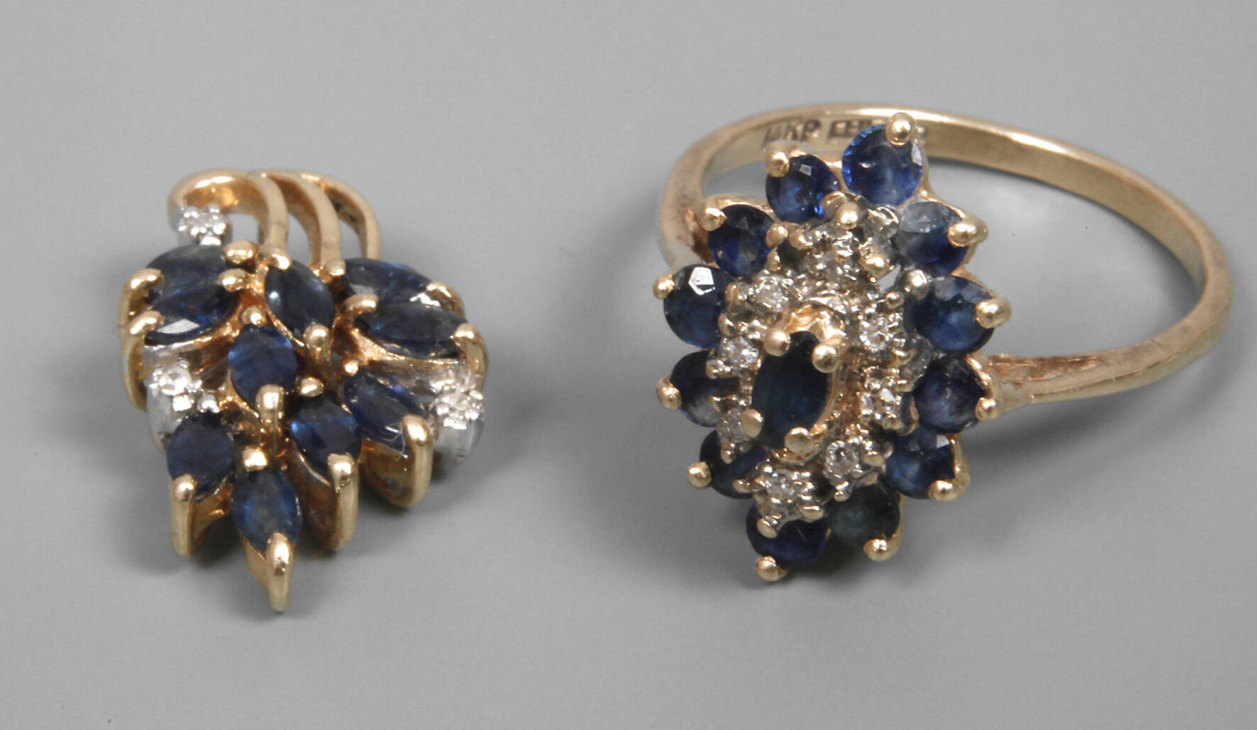 Ring und Anhänger mit Saphiren und Diamanten