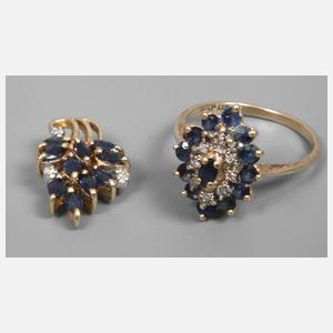 Ring und Anhänger mit Saphiren und Diamanten