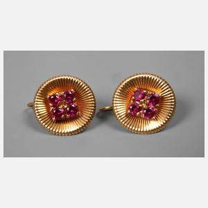 Paar Ohrringe mit Rubinen