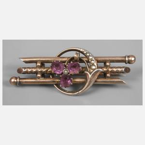 Brosche mit Amethysten und Saatperlen