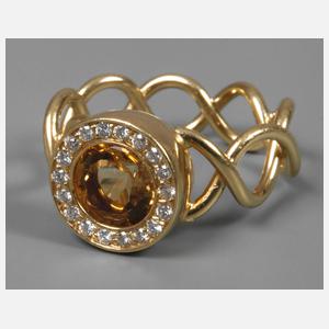 Damenring mit Citrin und Brillanten