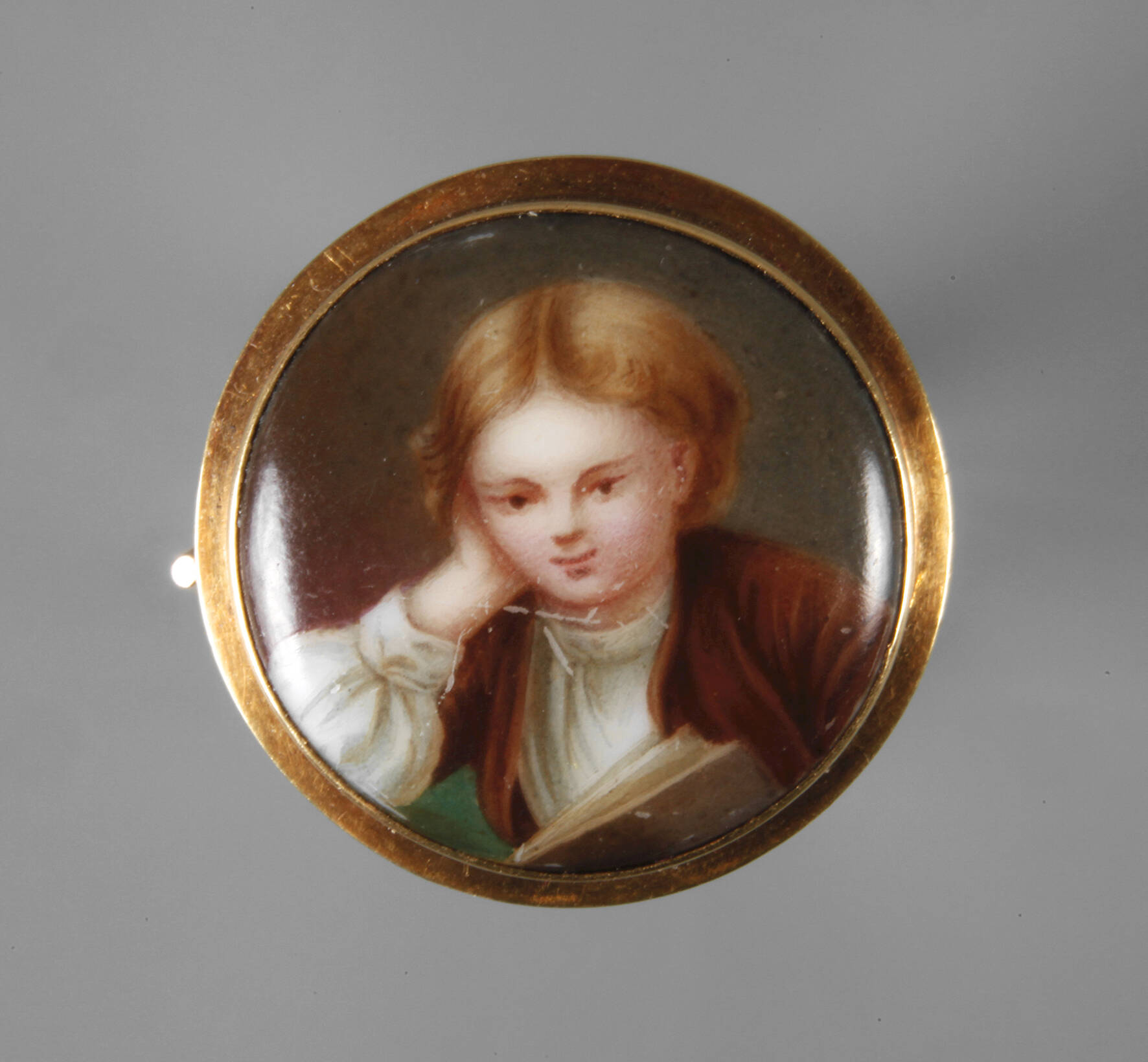 Brosche mit Porzellanmalerei