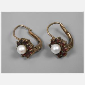 Paar Ohrhänger mit Perlen und Granaten