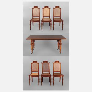 Esstisch und sechs Stühle