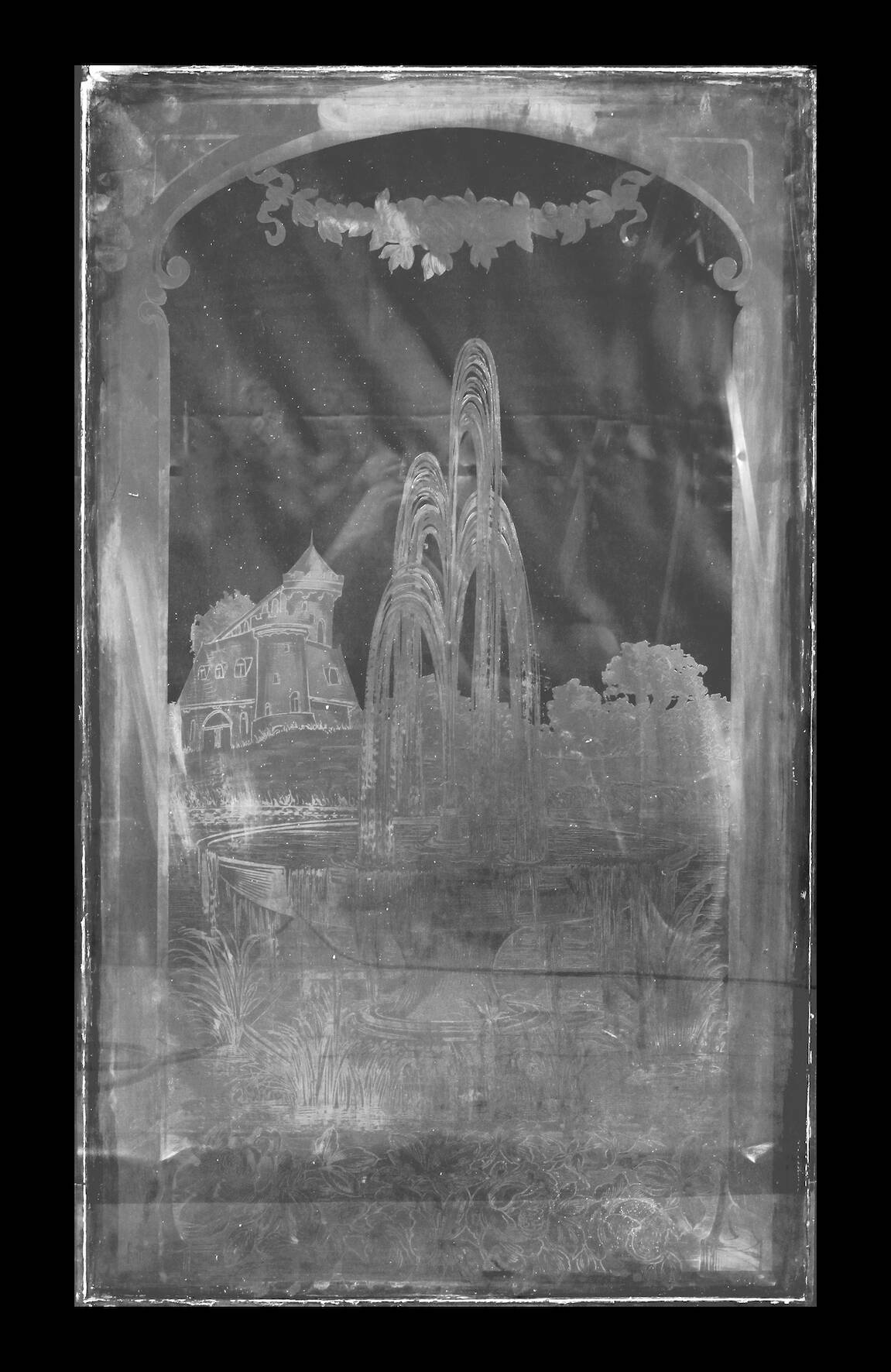 Große Ätzglasscheibe