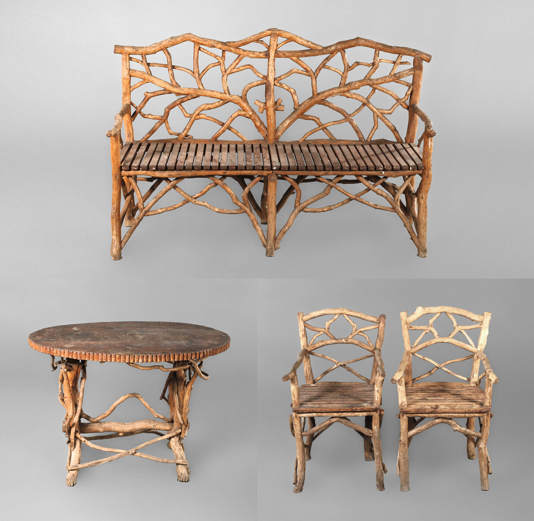 Gartensitzgruppe aus Astwerk