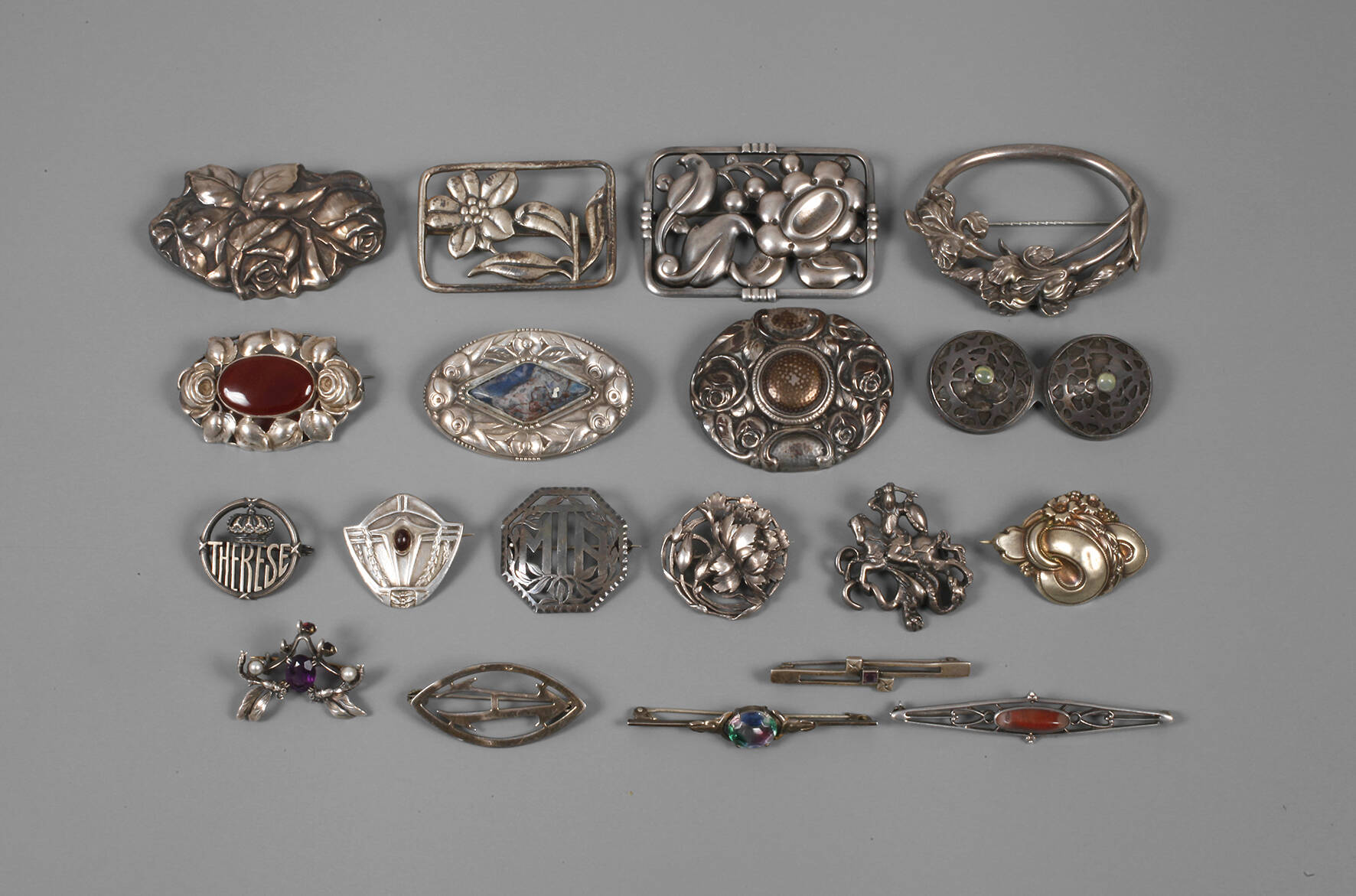 Konvolut Silberbroschen