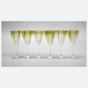 Sechs Weingläser Jugendstil