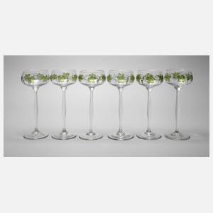 Sechs Stängelgläser Theresienthal
