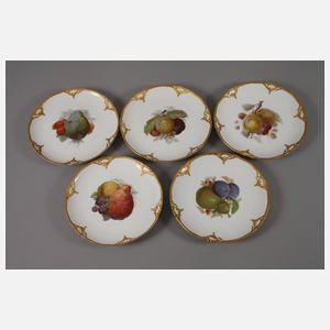 KPM Berlin fünfzehn Obstteller mit Weichmalerei