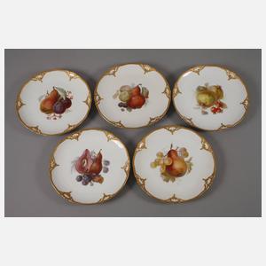 KPM Berlin fünfzehn Obstteller mit Weichmalerei