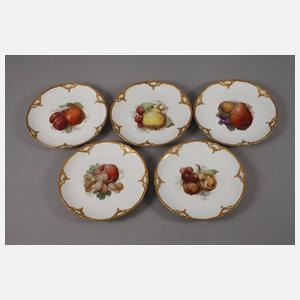 KPM Berlin fünfzehn Obstteller mit Weichmalerei