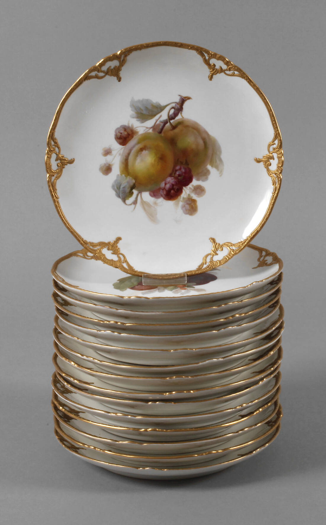 KPM Berlin fünfzehn Obstteller mit Weichmalerei