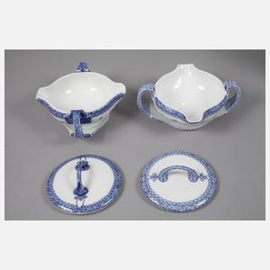 Meissen umfangreiches Speiseservice "Blaues Muster Riemerschmid"