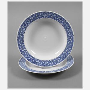 Meissen zwei Suppenteller "Blaue Rispe"