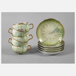 Rosenthal fünf Mokkatassen mit Seerosenmotiv