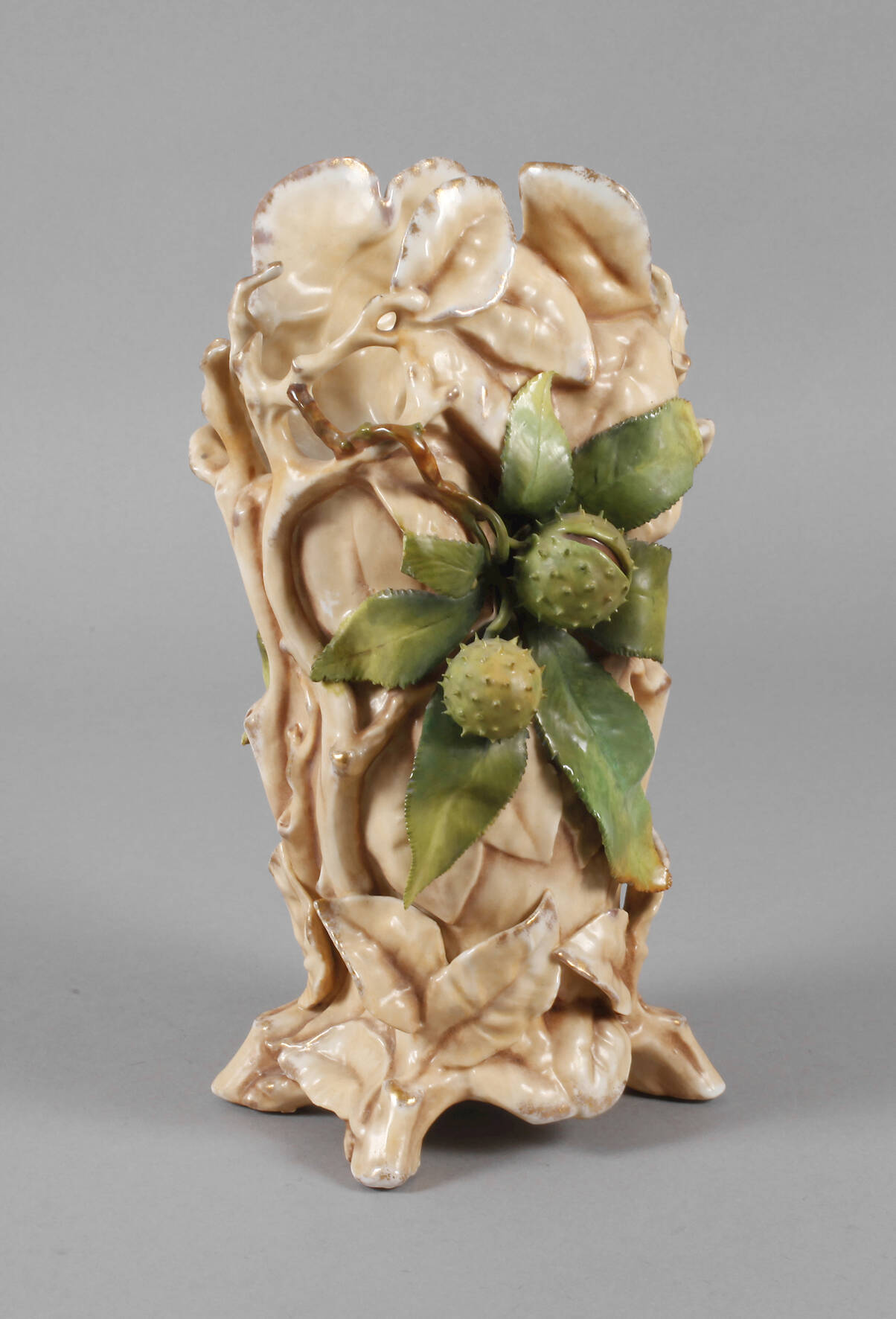 Schierholz Plaue Reliefvase mit Kastaniendekor