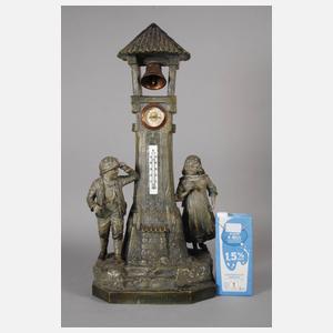 Figürliche Salonuhr mit Thermometer