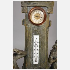 Figürliche Salonuhr mit Thermometer