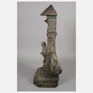 Figürliche Salonuhr mit Thermometer