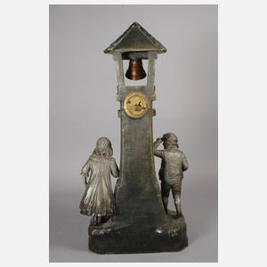 Figürliche Salonuhr mit Thermometer