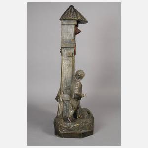 Figürliche Salonuhr mit Thermometer