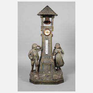 Figürliche Salonuhr mit Thermometer