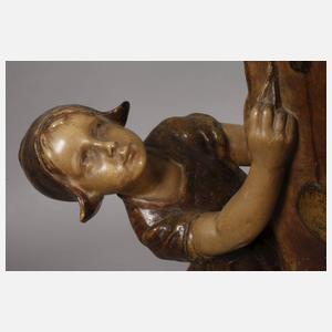 Goldscheider Wien, figürliche Salonuhr "Neugierde"