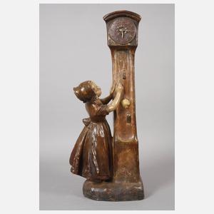 Goldscheider Wien, figürliche Salonuhr "Neugierde"