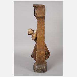 Goldscheider Wien, figürliche Salonuhr "Neugierde"